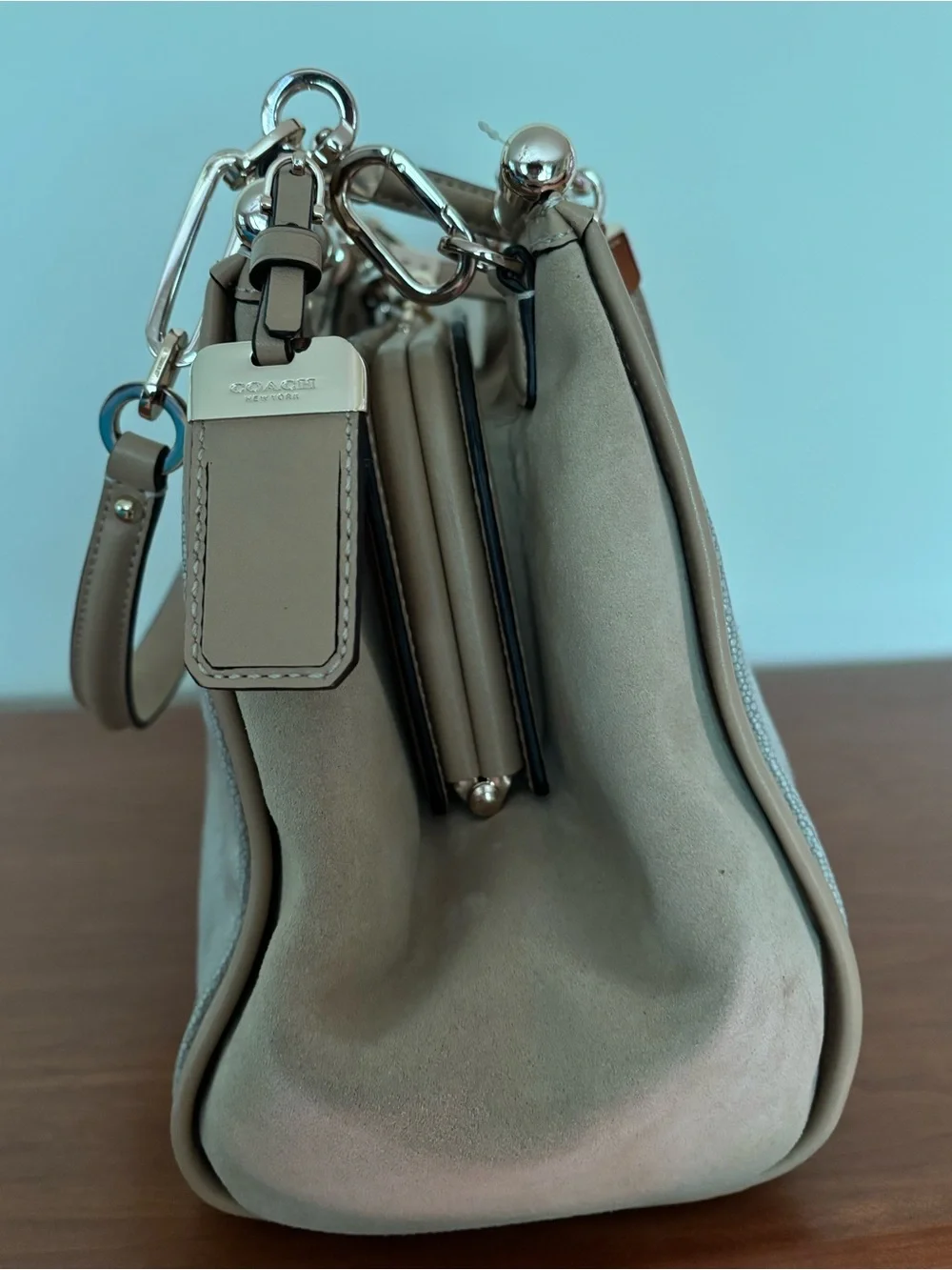 COACH Madison Pinnacle Caroline Satchel in Embossed Texture Leather and Sued